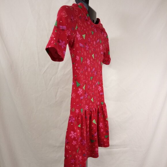 Disney Girl's Red Holiday Print Skater Style Dress Size Medium 7/8 - Picture 3 of 8
